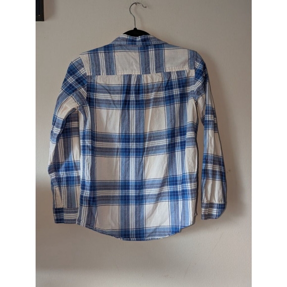 Boys Cat & Jack Plaid Button Down Shirt L 12/14 Blue White - Picture 4 of 4